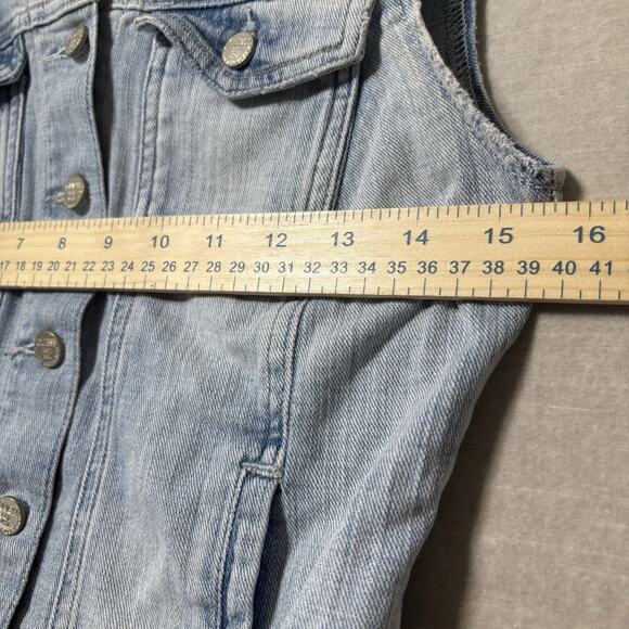 Guess Womens Sleeveless Denim Jean Jacket Vest XS Light Wash Distressed Retro - Picture 5 of 11